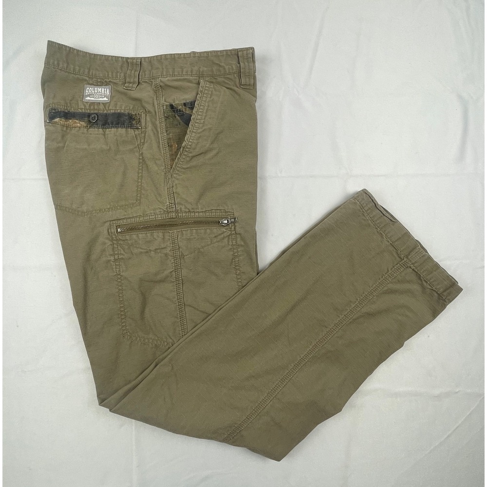 Columbia Sportswear Mens Cargo Pants KHAKI  Ripstop Camo Trim 32X34